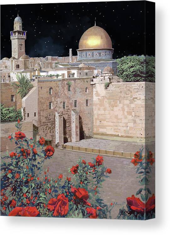 Night In Jerusalem Canvas Print featuring the painting notte a Gerusalemme by Guido Borelli