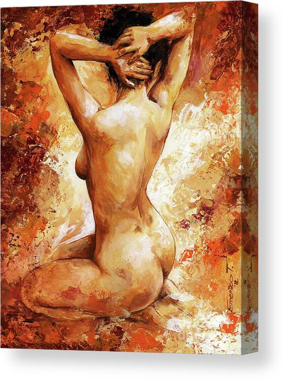 Body Art Canvas Print featuring the painting Female body 06 by Emerico Imre Toth