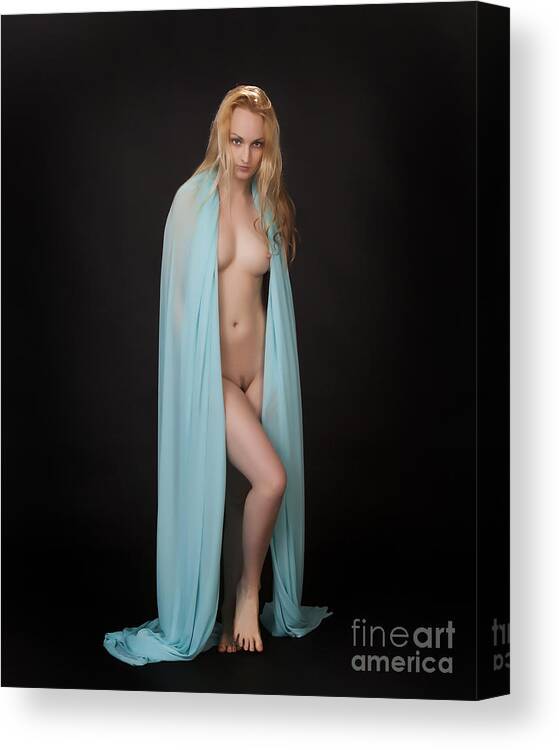 Nude Female Photographs Canvas Print featuring the photograph Nude Draped in Cloth 1149.02 by Kendree Miller