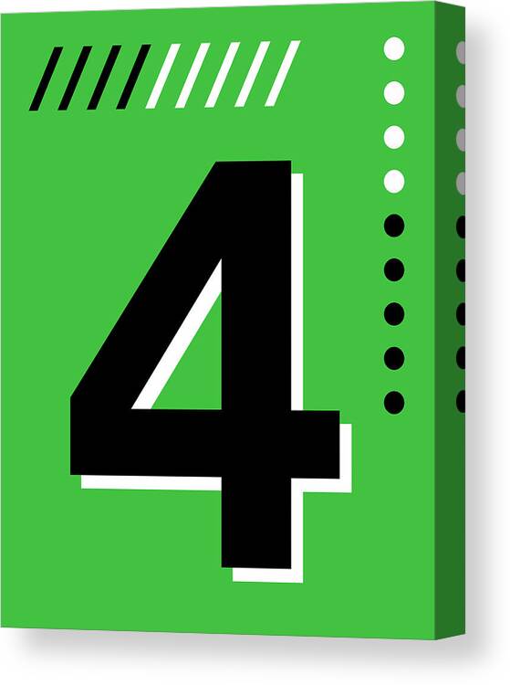 Four Canvas Print featuring the mixed media Number Four - Pop Art Print - Green by Studio Grafiikka