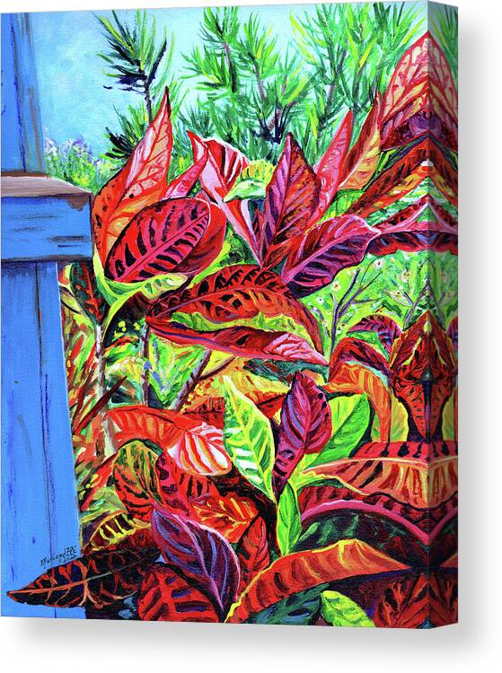 Crotons Canvas Print featuring the painting Numila Camp Crotons by Marionette Taboniar
