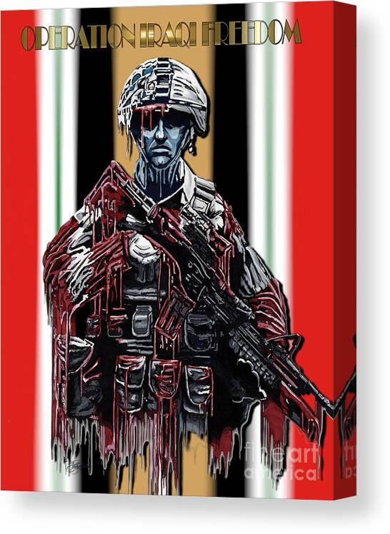 Operation Canvas Print featuring the digital art OIF Soldier by Bill Richards