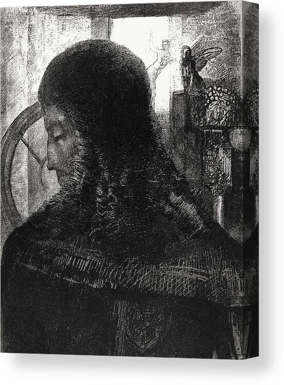 Noirs Canvas Print featuring the painting Old Knight by Odilon Redon