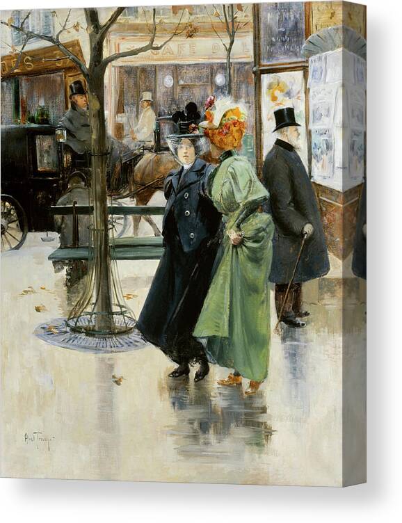 On Canvas Print featuring the painting On the Boulevards by Louis Abel-Truchet by Mango Art