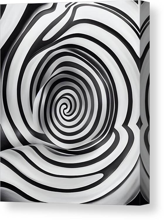 Bw Canvas Print featuring the digital art Optical Illusion I by Bonnie Bruno