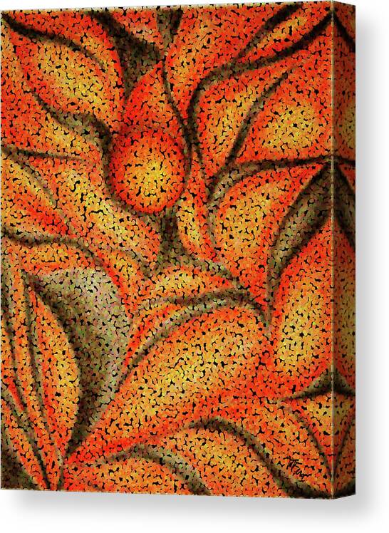 Orange And Black Abstract Canvas Print featuring the painting Orange Pearl by Tatiana Fess