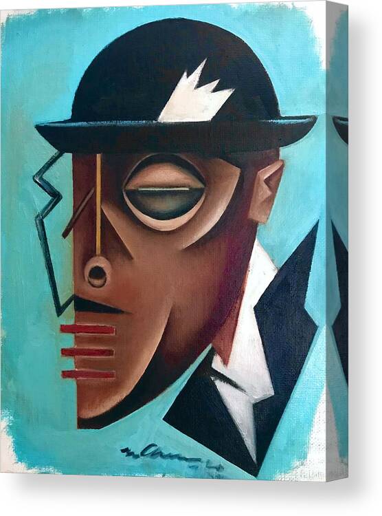 Jazz Canvas Print featuring the painting Osby/ Jazz- Last Hat of Mr. Gutterman by Martel Chapman