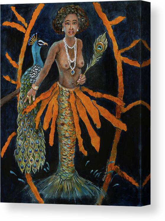 Oshun Canvas Print featuring the painting Oshun by Linda Queally by Linda Queally