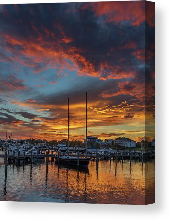 Sunset Canvas Print featuring the photograph Pass Christian Sunset by JASawyer Imaging