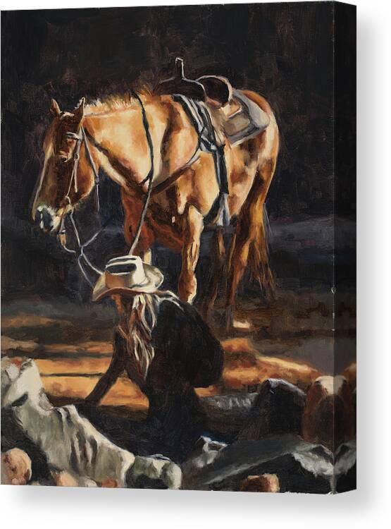 Cowgirl Canvas Print featuring the painting Pathfinder by Tate Hamilton