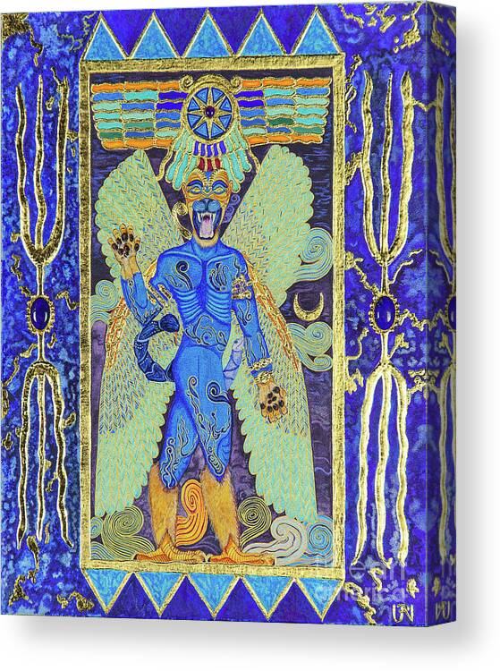 Babylon Canvas Print featuring the mixed media Pazuzu the Divine Exorcist by Ptahmassu Nofra-Uaa