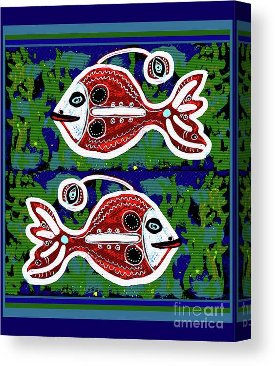 Zodiac Canvas Print featuring the digital art PISCIES - double 3 eyes by Mimulux Patricia No