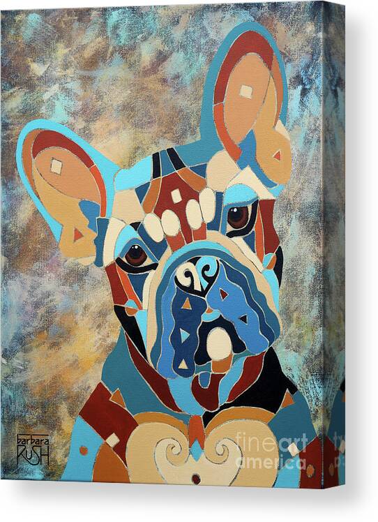 Black French Bull Dog Art Canvas Print featuring the painting Pierre the French Bull Dog by Barbara Rush