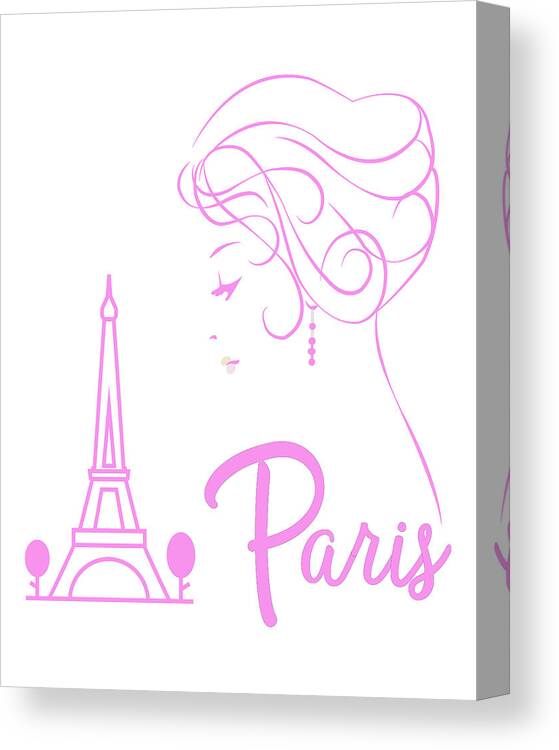 Paris Girl Line Art Drawing Canvas Print featuring the digital art Pink Paris by Bob Pardue