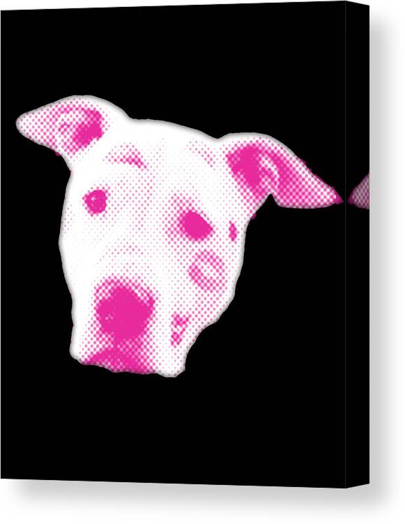 Funny Canvas Print featuring the digital art Pink Pitbull Head by Flippin Sweet Gear