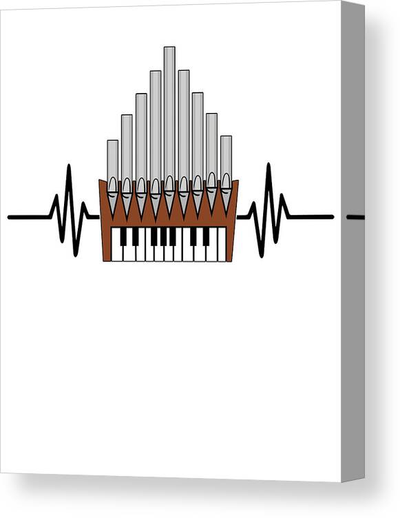 Pipe Organist Canvas Print featuring the digital art Pipe Organist Instrument Pipes Organ Church Heartbeat by Toms Tee Store