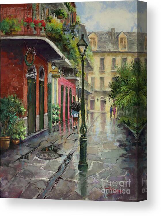 New Orleans Street Painting Canvas Print featuring the pastel Pirates Alley Morning by Dianne Parks