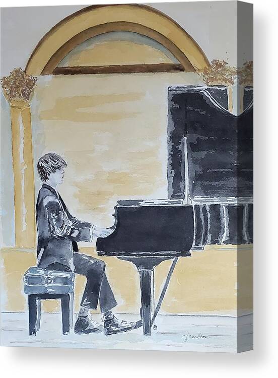 Piano Canvas Print featuring the painting Playing at Carnegie Hall by Claudette Carlton