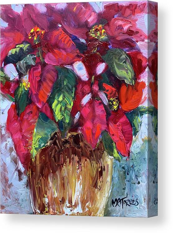 Poinsettia Canvas Print featuring the painting Poinsettia by Melissa Torres
