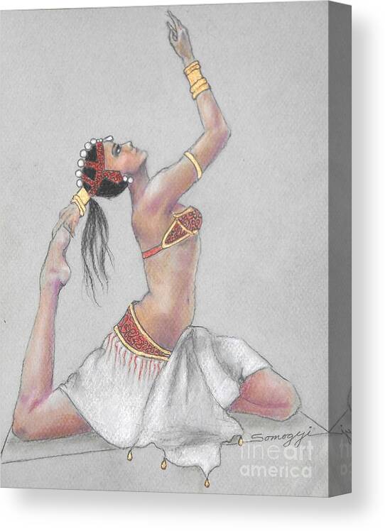 Belly Dancer Canvas Print featuring the drawing Pose Perfection by Jayne Somogy