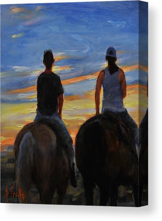 Horses Canvas Print featuring the painting Prairie Girls by Ashlee Trcka