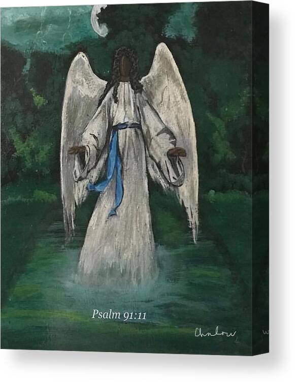  Canvas Print featuring the painting Psalm 91 Angel by Charles Young