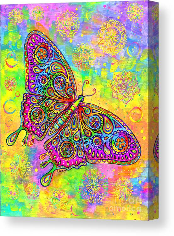 Butterfly Canvas Print featuring the painting Psychedelic Paisley Butterfly by Rebecca Wang