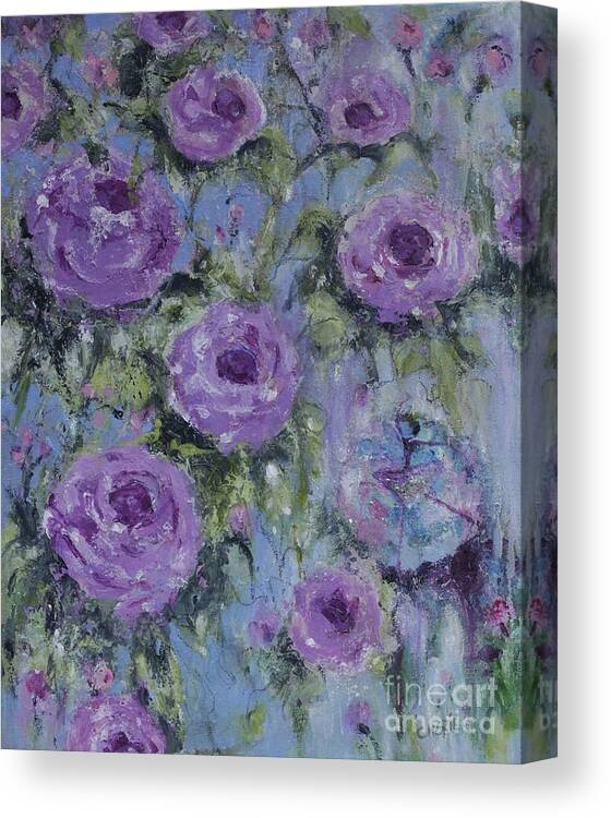 Purple Rose Ballerina Canvas Print featuring the painting Purple Rose Ballerina by Cherie Salerno