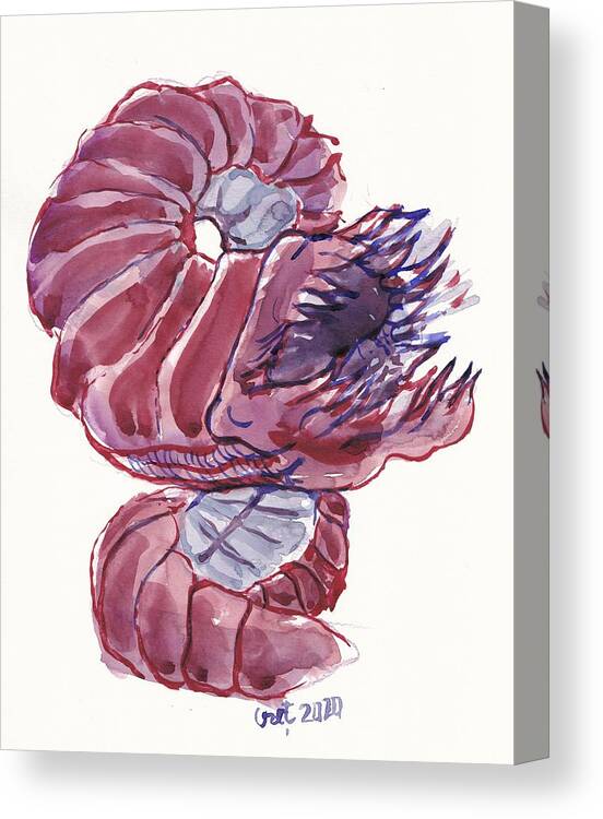 Miniature Canvas Print featuring the painting Purple Worm by George Cret