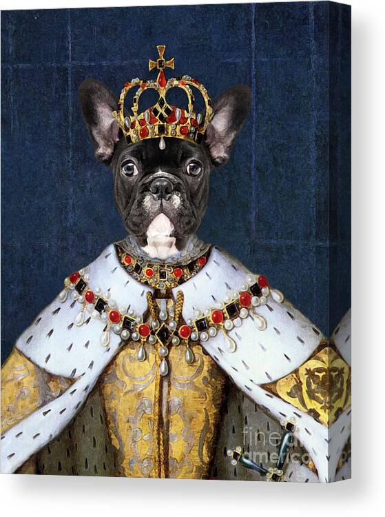 Dog Canvas Print featuring the painting Queen dog Elizabeth I by Delphimages Photo Creations