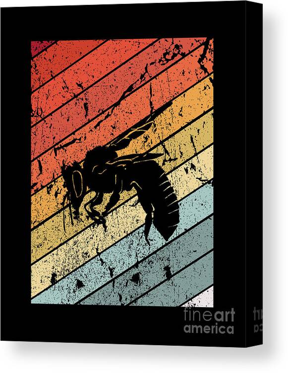 Bee Canvas Print featuring the digital art Retro Bee Wasp Insect Gift by J M