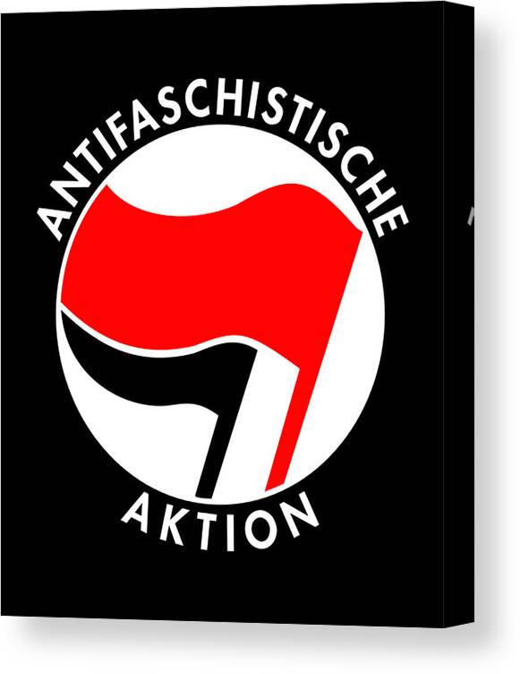Funny Canvas Print featuring the digital art Retro Germany Antifaschistische Aktion Anti-Fascist by Flippin Sweet Gear