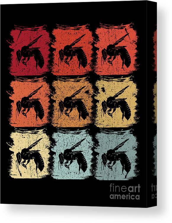 Bee Canvas Print featuring the digital art Retro Pop Art Bee Wasp Gift by J M