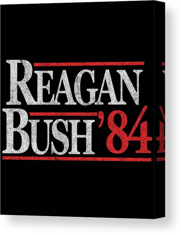 Funny Canvas Print featuring the digital art Retro Reagan Bush 1984 by Flippin Sweet Gear