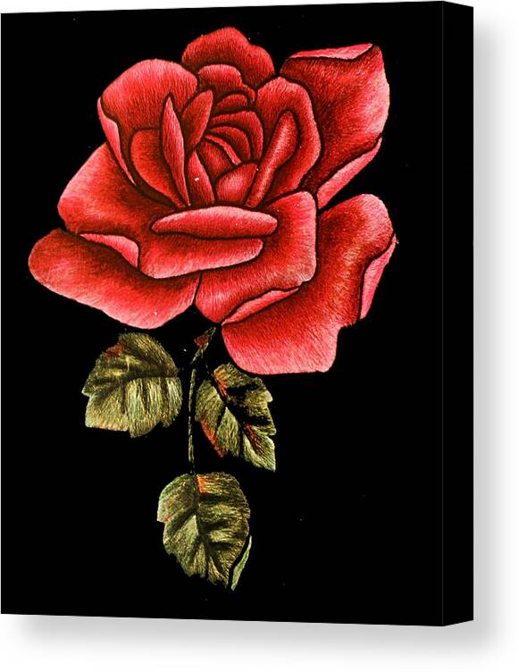 Funny Canvas Print featuring the digital art Retro Rose by Flippin Sweet Gear