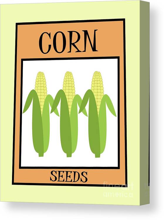 Retro Canvas Print featuring the digital art Retro Seed Packet Corn by Donna Mibus