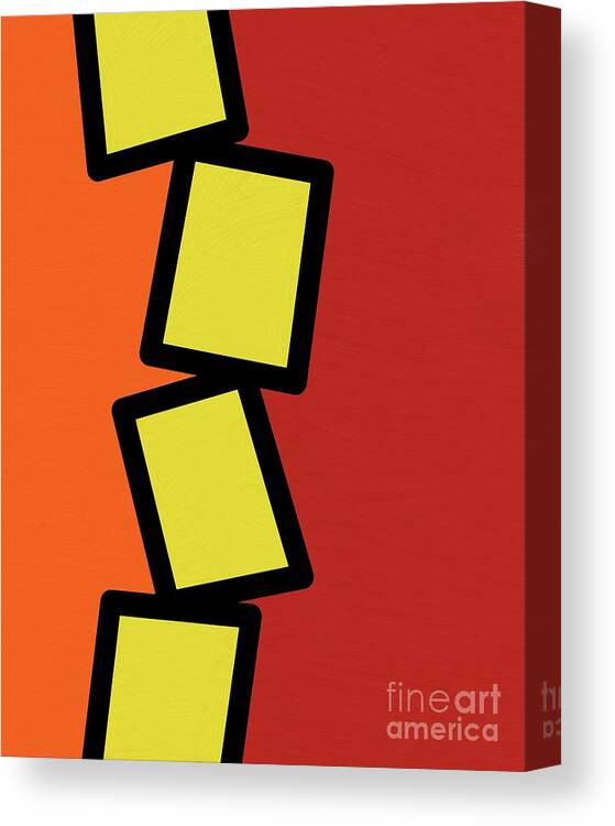 Retro Canvas Print featuring the mixed media Retro Yellow Rectangles 2 by Donna Mibus