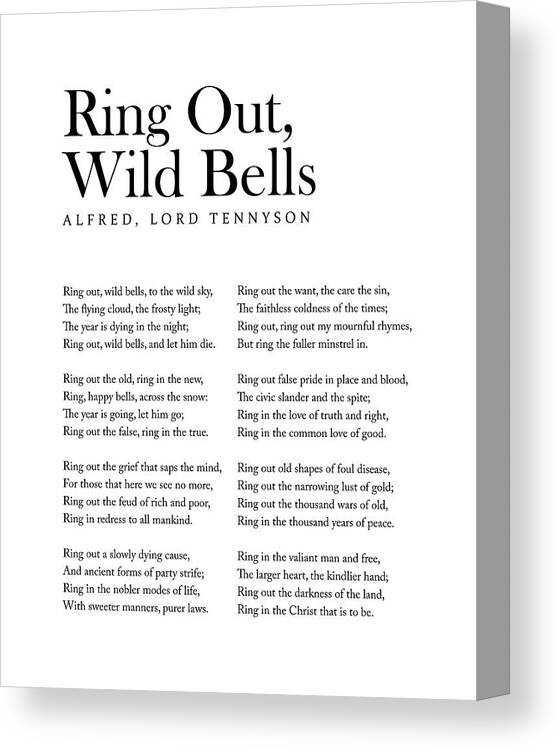 Ring Out, Wild Bells - Alfred, Lord Tennyson Poem - Literature - Typography  Print 3 - Vintage T-Shirt by Studio Grafiikka - Fine Art America