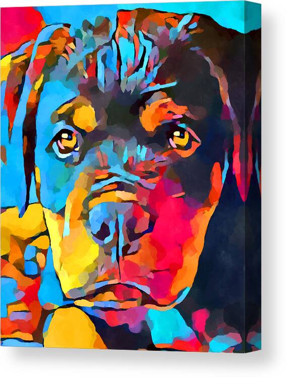 Rottweiler Canvas Print featuring the painting Rottweiler 5 by Chris Butler