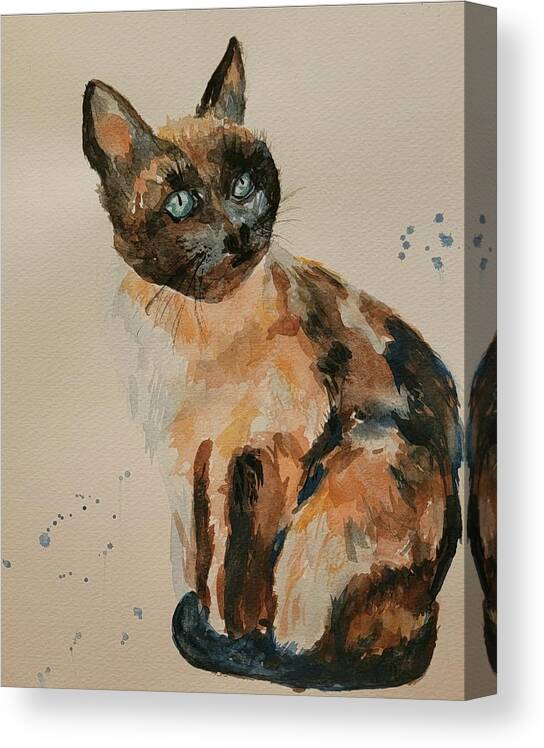 Www.cherylnancyanngordon.com Canvas Print featuring the painting Rough Cat by Cheryl Nancy Ann Gordon
