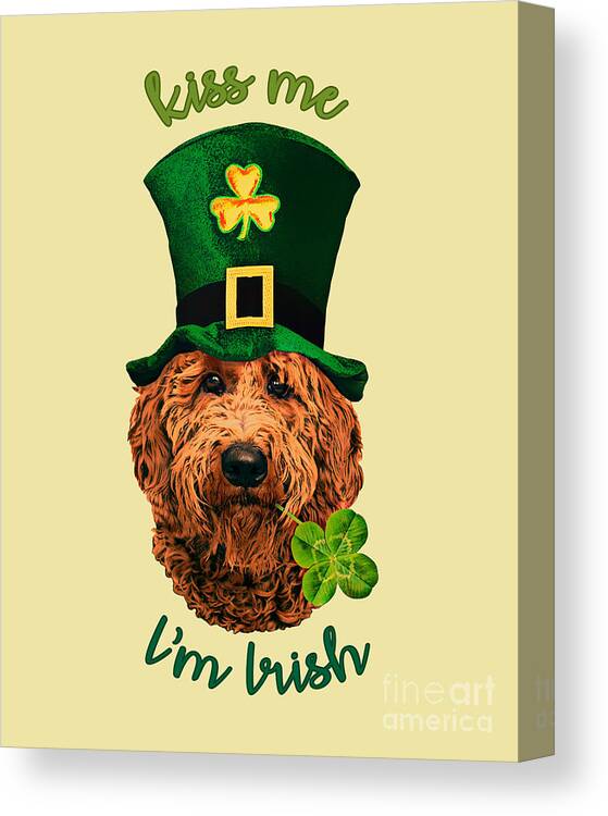 Dog Canvas Print featuring the digital art Saint Patrick's Day Irish Doodle by Madame Memento