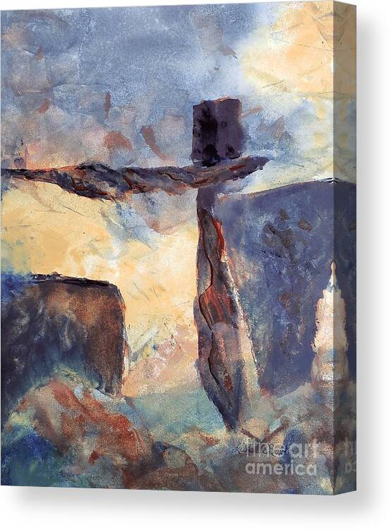 Abstract Canvas Print featuring the painting Salvation Off The Edge by Lisa Debaets