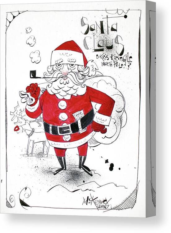  Canvas Print featuring the drawing Santa Claus by Phil Mckenney