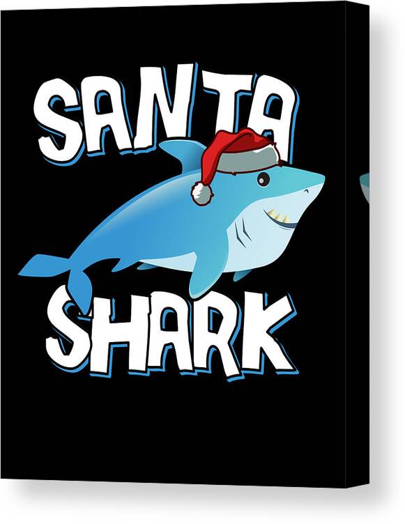 Christmas 2023 Canvas Print featuring the digital art Santa Shark by Flippin Sweet Gear