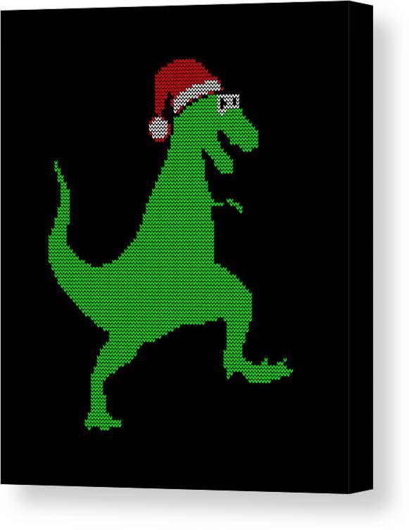 Christmas 2023 Canvas Print featuring the digital art Santasaurus Ugly Christmas Sweater by Flippin Sweet Gear