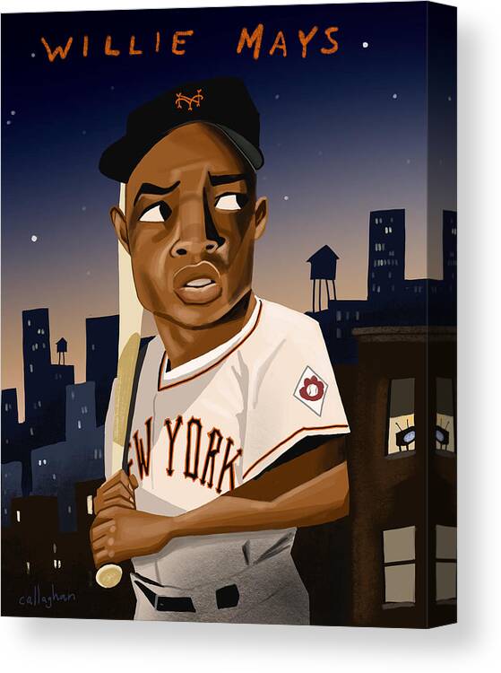 Willie Mays Say Hey Kid New York Giants Ny Sf Baseball Player Outfielder 24 Hall Of Fame Canvas Print featuring the digital art Say Hey by Brian Callaghan