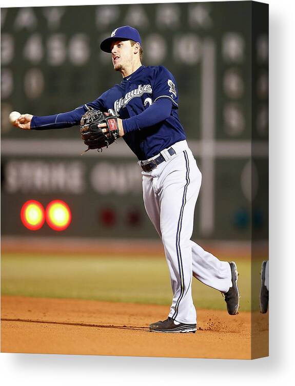 American League Baseball Canvas Print featuring the photograph Scooter Gennett by Jared Wickerham