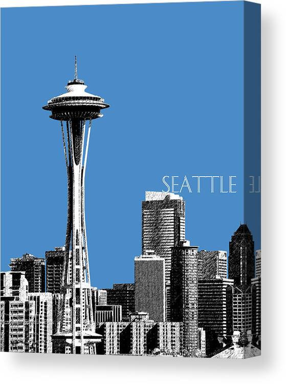 Architecture Canvas Print featuring the digital art Seattle Skyline Space Needle - Slate Blue by DB Artist