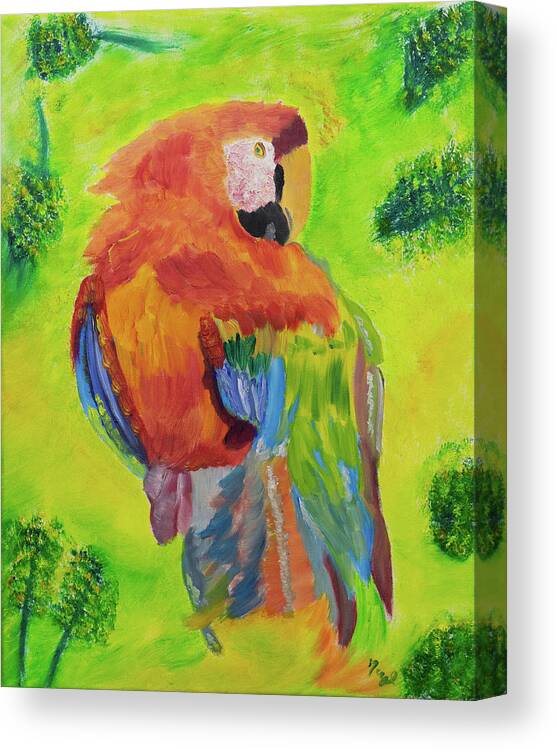 Macaw Canvas Print featuring the painting See Me Shine by Meryl Goudey