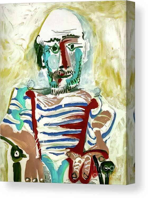 Self Portrait Canvas Print featuring the painting Self Portrait by Pablo Picasso 1965 by Pablo Picasso